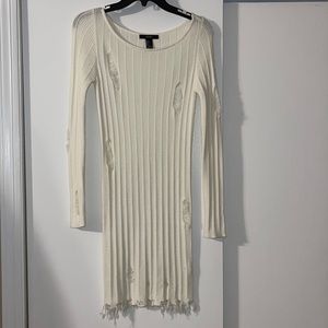 White ripped sweater dress